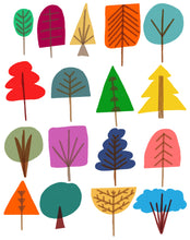 Load image into Gallery viewer, Giclee Mid Century Style Art Print 17 Trees