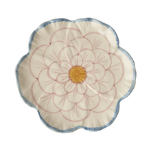 Load image into Gallery viewer, Ceramic Flower Shaped Side Plate with Blue Border