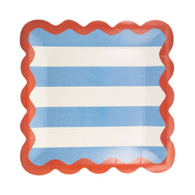 Load image into Gallery viewer, Hamptons Stripes 9" Ric Rac Trim Paper Plate