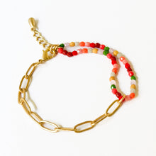 Load image into Gallery viewer, Bead and gold chain bracelet, Fall, Paperclip bracelet