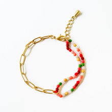 Load image into Gallery viewer, Bead and gold chain bracelet, Fall, Paperclip bracelet