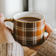 Load image into Gallery viewer, Brown Plaid Coffee Mug