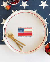 Load image into Gallery viewer, Land of the Brave Reusable Bamboo Round Serving Tray