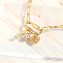 Load image into Gallery viewer, 18K PVD Gold Carabiner "Love" Paperclip Charm Necklace