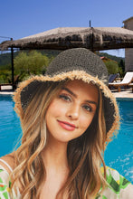 Load image into Gallery viewer, Frayed Edge Foldable Straw Bucket Hat