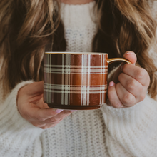 Load image into Gallery viewer, Brown Plaid Coffee Mug