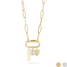 Load image into Gallery viewer, 18K PVD Gold Carabiner "Love" Paperclip Charm Necklace