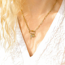 Load image into Gallery viewer, 18K PVD Gold Carabiner "Love" Paperclip Charm Necklace
