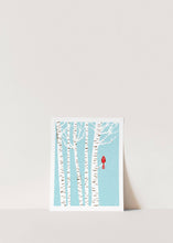 Load image into Gallery viewer, Small Winter Cardinal Print Birch Tree Art Red Bird Art