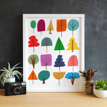 Load image into Gallery viewer, Giclee Mid Century Style Art Print 17 Trees