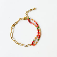 Load image into Gallery viewer, Bead and gold chain bracelet, Fall, Paperclip bracelet