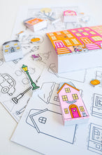 Load image into Gallery viewer, Color-Your-Own Halloween Village - DIY, Halloween Craft