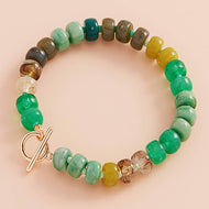 Ombre Flat Round Shaped Beads Stretch Bracelet