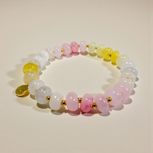 Load image into Gallery viewer, Pink Lemonade Rondelle Gemstone Beaded Bracelet
