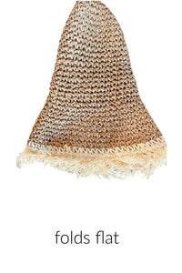 Frayed Edge Foldable Straw Bucket Hat