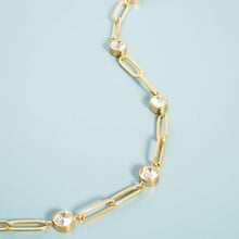 Load image into Gallery viewer, 18K Gold PVD Station Stone Stone Paperclip Chain Bracelet
