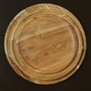 Large Natural Wood Round Tray