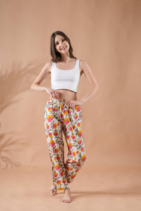 Cotton Pajama Pants Women - Floral Whispers