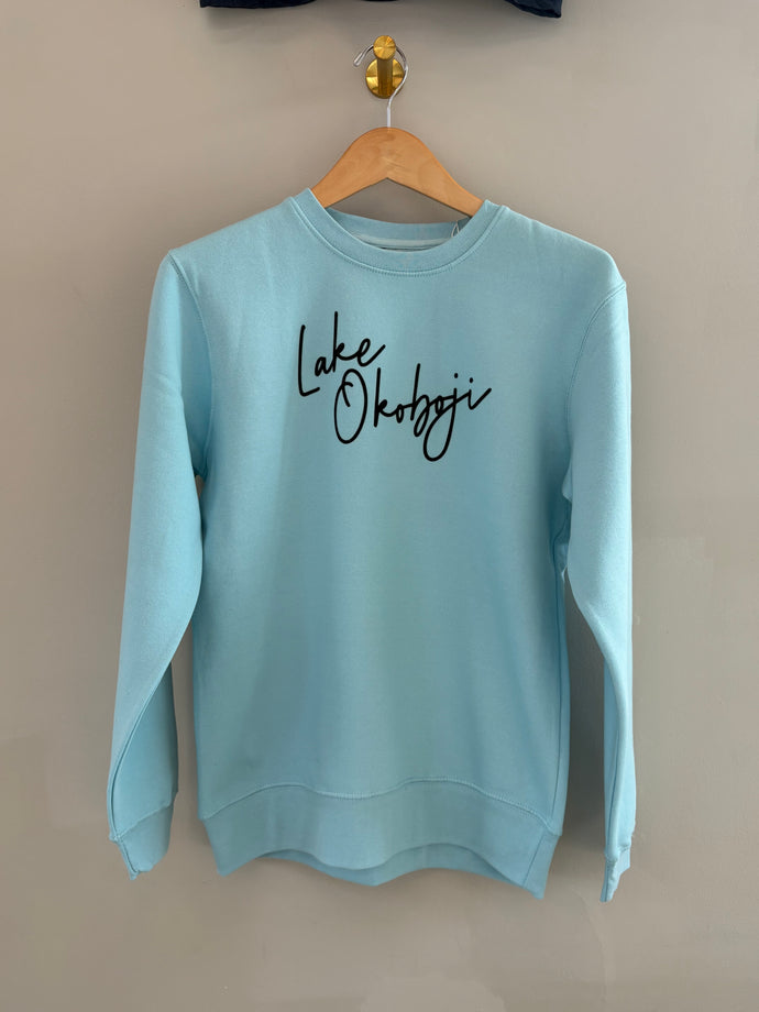 sky blue crew lake okoboji flocked