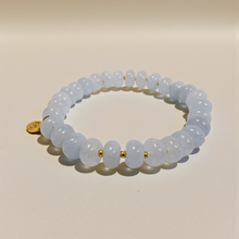 Load image into Gallery viewer, Cloudy Blue Quartz Rondelle Gemstone Beaded Bracelet
