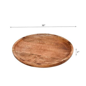 Large Natural Wood Round Tray