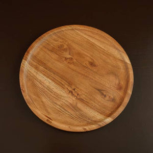 Large Natural Wood Round Tray