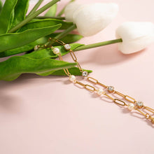 Load image into Gallery viewer, 18K Gold PVD Station Stone Stone Paperclip Chain Bracelet
