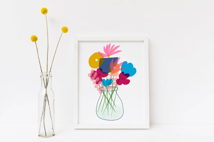 Giclee Flowers Art Print Spring Bouquet Wall Art - Petite
