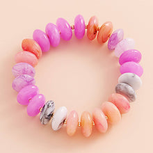 Load image into Gallery viewer, Ombre Resin Oval Disk Beaded Stretch Bracelet
