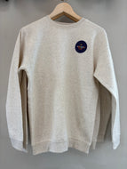 Natural heather crew with okoboji patch