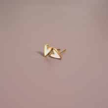 Load image into Gallery viewer, 18K Gold PVD Stainless Steel White Heart Stud Earrings
