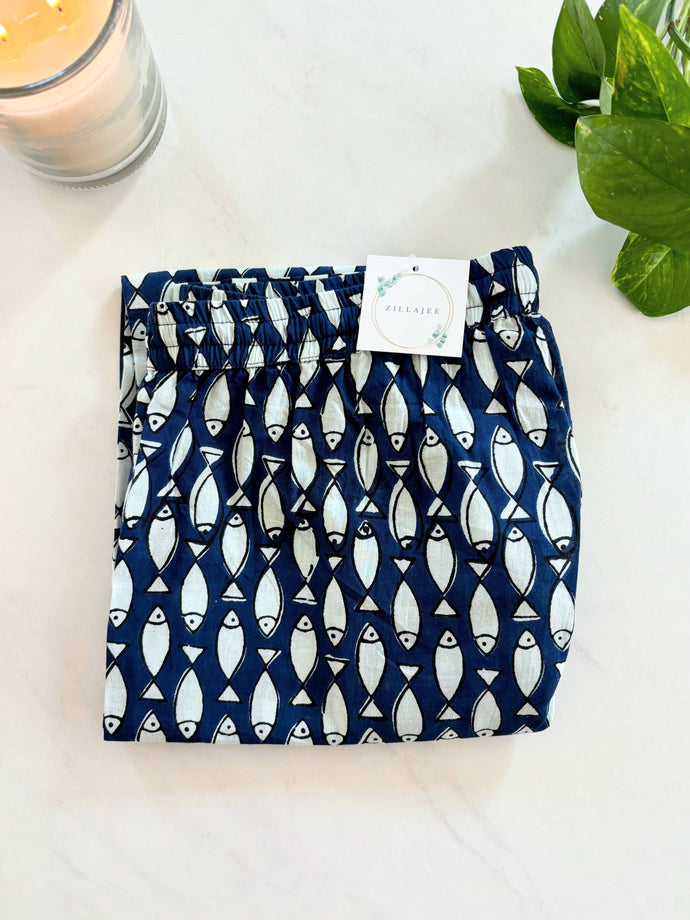 Cotton Pajama Pants Women - Midnight Swim