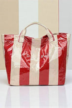 Load image into Gallery viewer, Red and Beige Striped TOTE BAG
