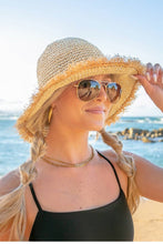 Load image into Gallery viewer, Frayed Edge Foldable Straw Bucket Hat
