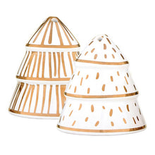 Load image into Gallery viewer, Gold Striped Tree Salt + Pepper Shakers

