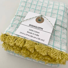 Load image into Gallery viewer, 100% cotton waffle square bright fringe kitchen dishcloth
