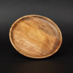 Large Natural Wood Round Tray