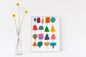 Giclee Mid Century Style Art Print 17 Trees