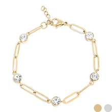Load image into Gallery viewer, 18K Gold PVD Station Stone Stone Paperclip Chain Bracelet

