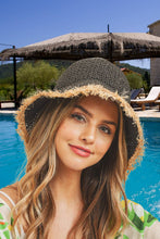 Load image into Gallery viewer, Frayed Edge Foldable Straw Bucket Hat
