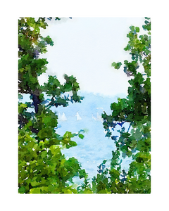 Sailboats through trees print