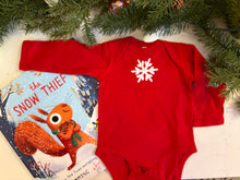 Load image into Gallery viewer, red long sleeve onesie - snowflake
