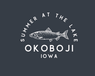 fish - summer at the lake print - navy