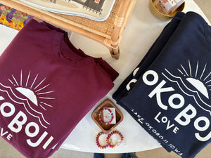 okoboji love crew - navy with white logo