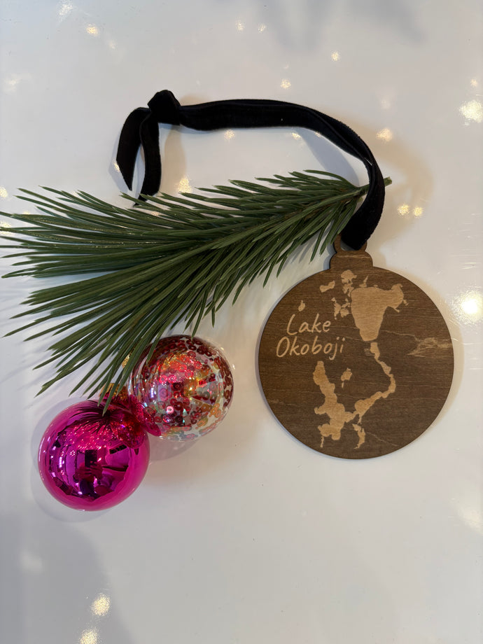 Lake Okoboji wood ornament