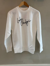 Load image into Gallery viewer, Lake Okoboji  Crew - white with navy flock
