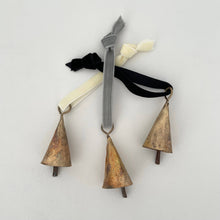 Load image into Gallery viewer, 2 1/4&quot; cone brass bell ornament with velvet ribbon
