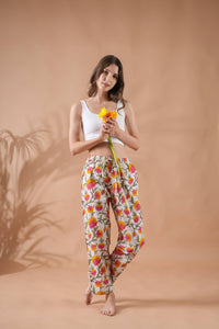 Cotton Pajama Pants Women - Floral Whispers