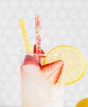 Load image into Gallery viewer, Bright Gingham Floral Reusable Straws
