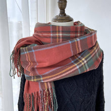 Load image into Gallery viewer, Plaid Winter Scarf-Vintage Tassel Shawl
